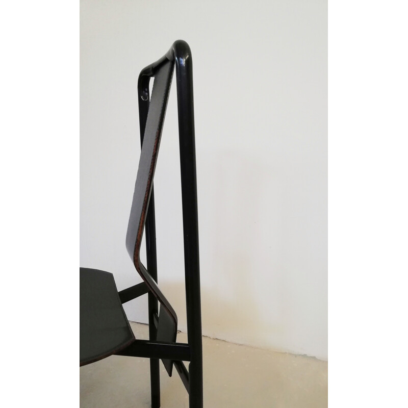 Conjunto de 4 cadeiras Irma italianas vintage em pele de Achille Castiglioni para Zanotta