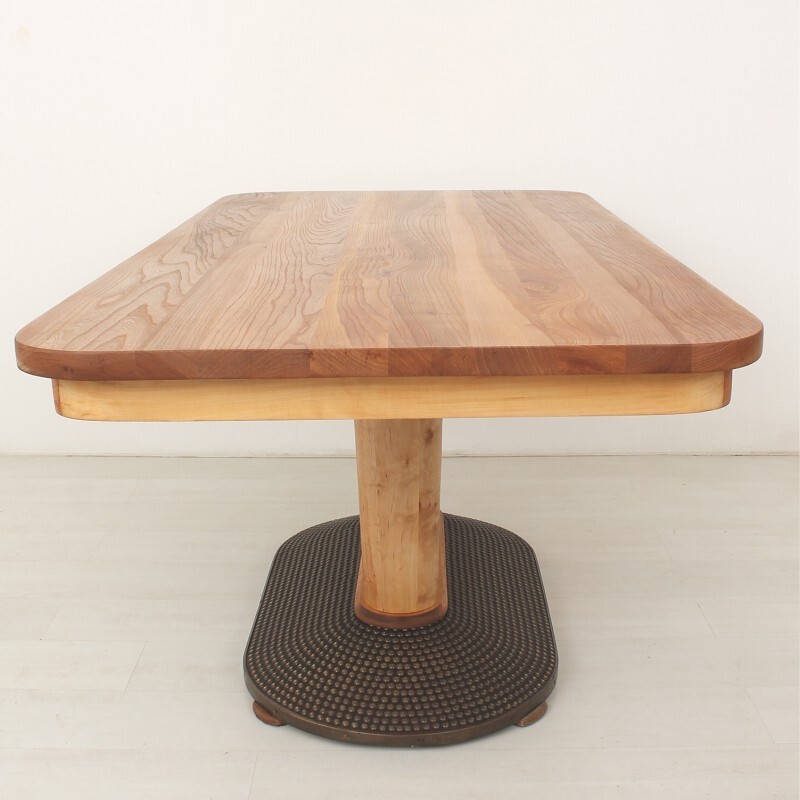 Vintage elm wood dining table - 1950s