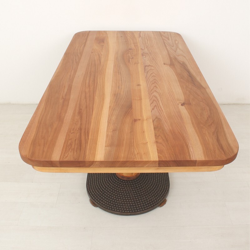 Vintage elm wood dining table - 1950s