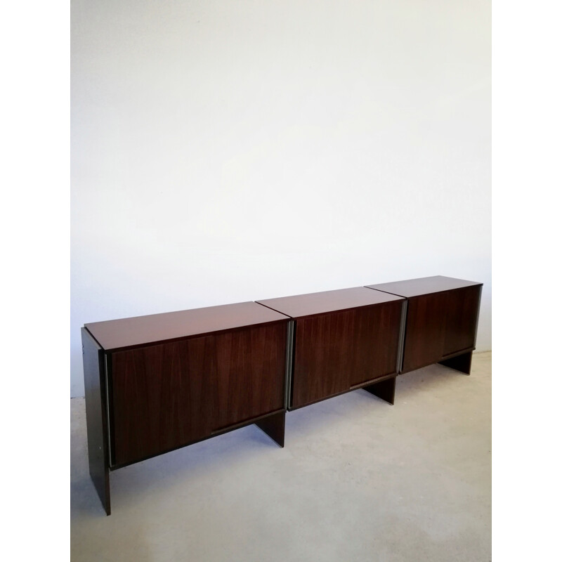 Italian vintage sideboard in rosewood and aluminum by Mim Concept, 1970s