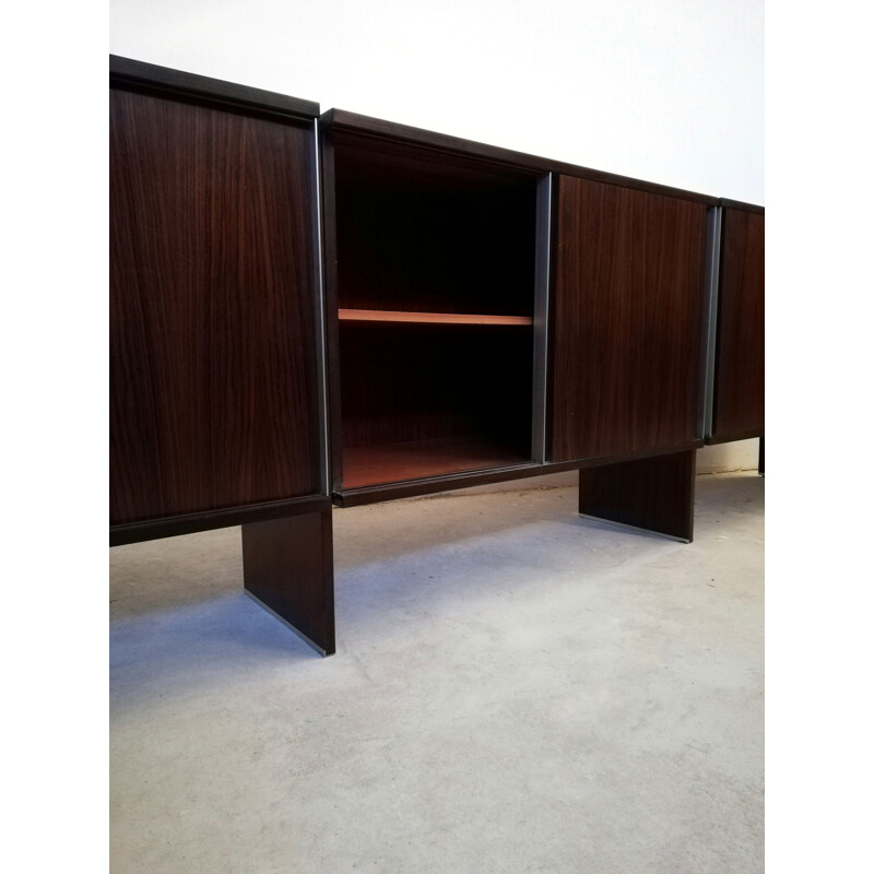 Italian vintage sideboard in rosewood and aluminum by Mim Concept, 1970s