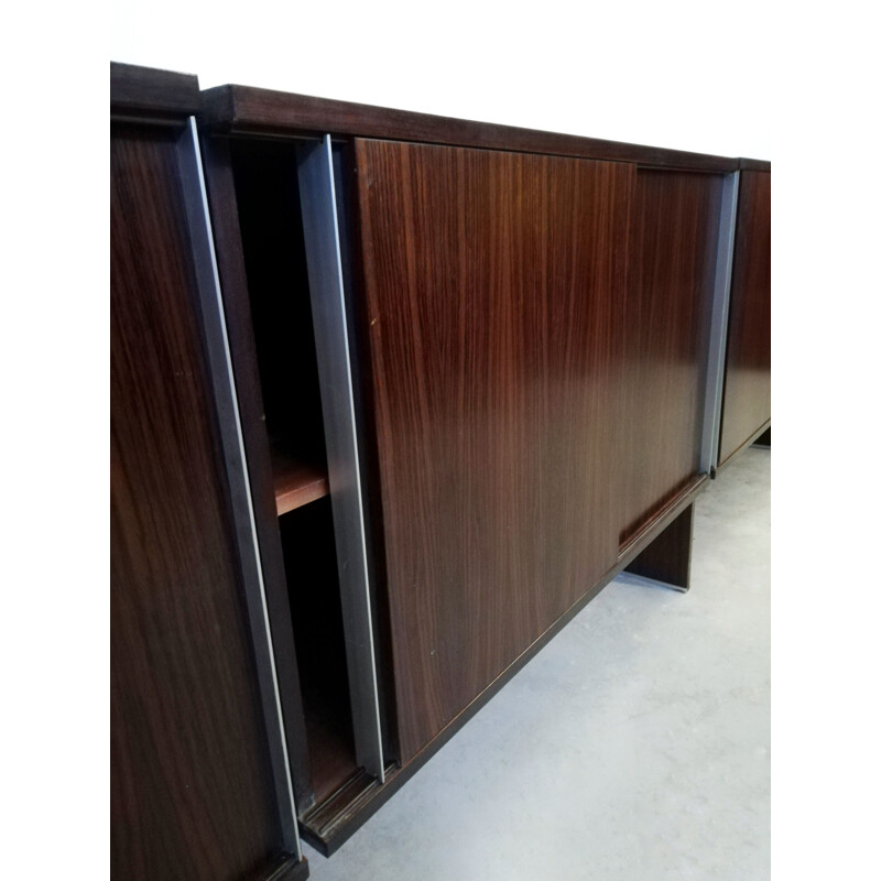 Italian vintage sideboard in rosewood and aluminum by Mim Concept, 1970s