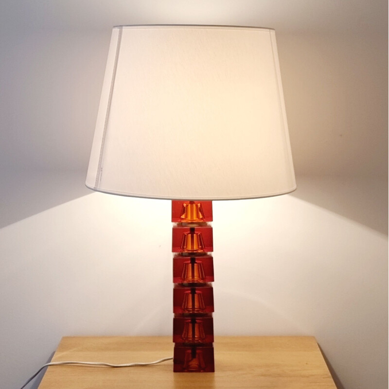 Lampe de table scandinave vintage de Carl Fagerlund pour Orrefors, 1960