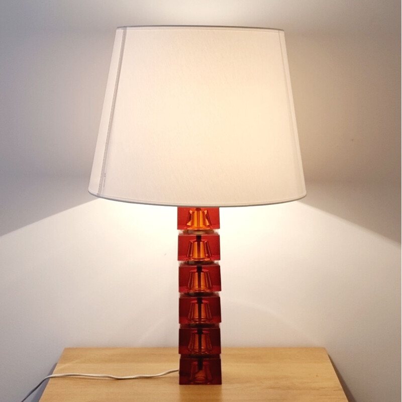 Scandinavian vintage table lamp by Carl Fagerlund for Orrefors, 1960s