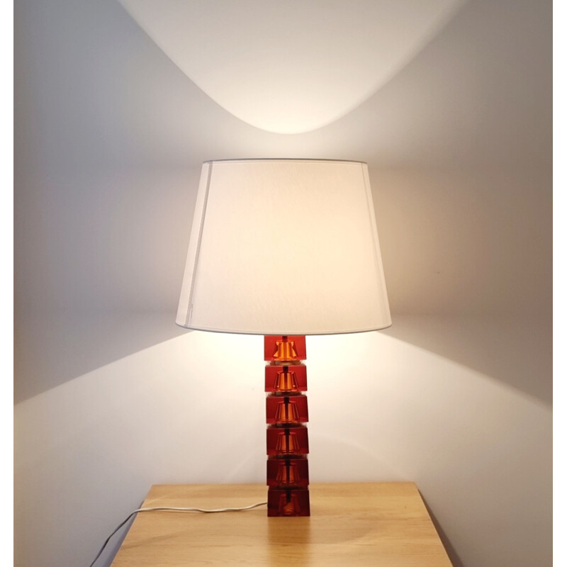 Lampe de table scandinave vintage de Carl Fagerlund pour Orrefors, 1960