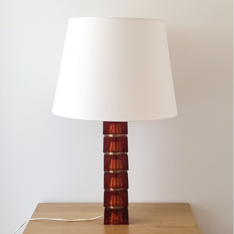 Lampe de table scandinave vintage de Carl Fagerlund pour Orrefors, 1960