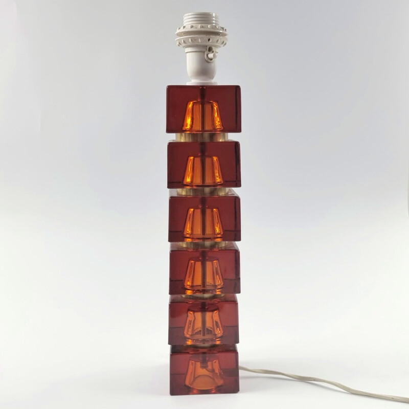 Scandinavische vintage tafellamp van Carl Fagerlund voor Orrefors, 1960