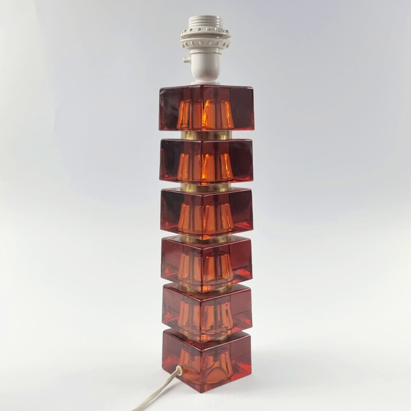 Lampe de table scandinave vintage de Carl Fagerlund pour Orrefors, 1960