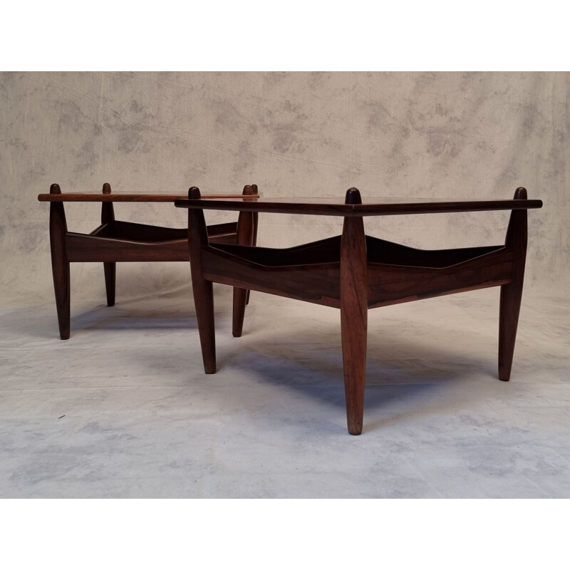 Pair of vintage rosewood coffee tables n 272 by Illum Wikkelsø, 1950