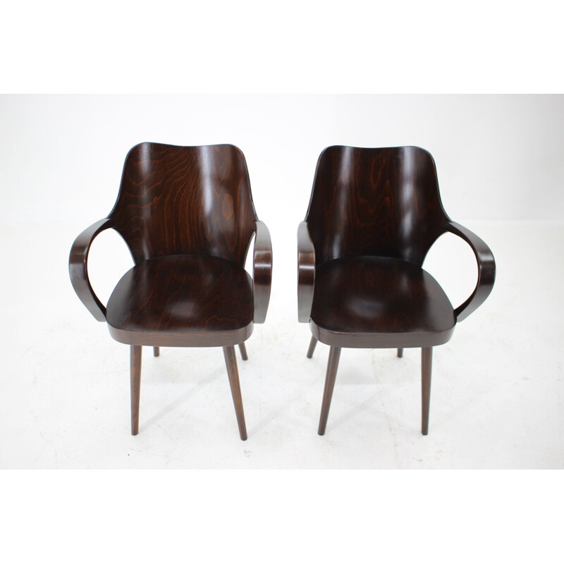 Paar vintage fauteuils van Oswald Haerdtl voor Ton, Tsjechoslowakije 1950