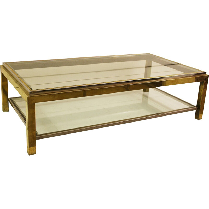 French coffee table in brass and glass, Jean CHARLES - 1960s