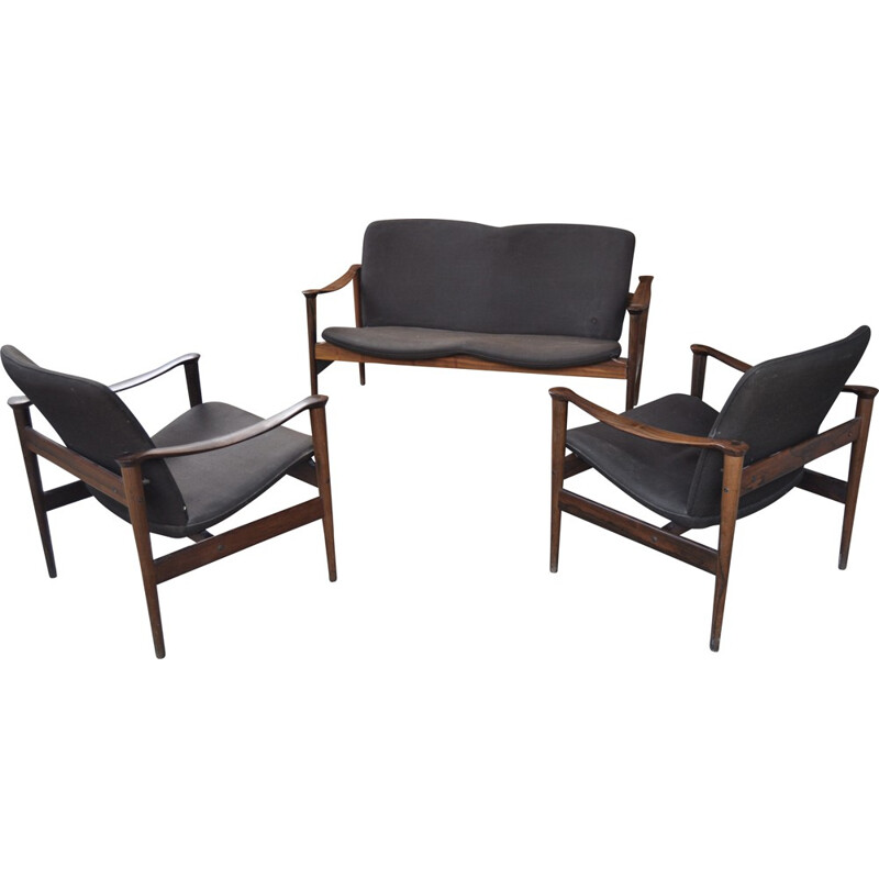 Pair of armchairs and one sofa , Frederick KAYSER - 1950s