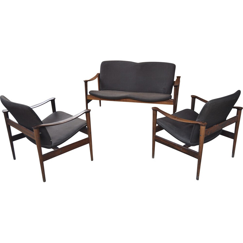 Suite d'un canapé et d'une paire de fauteuils, Frederick KAYSER - 1950 