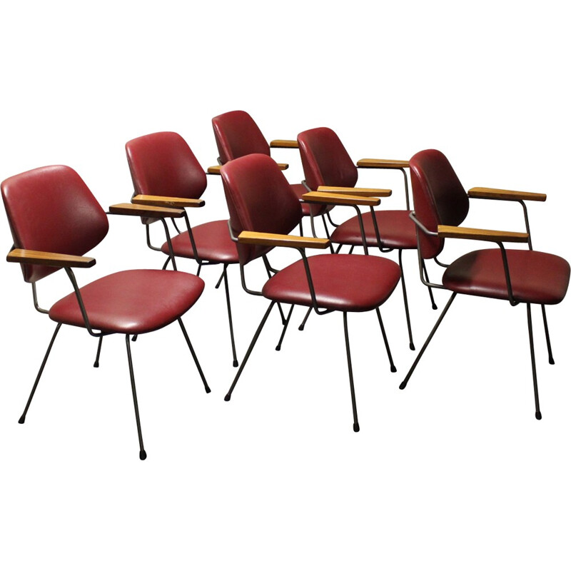 Set of 6 Industrial Kembo chairs, W H GISPEN - 1950s