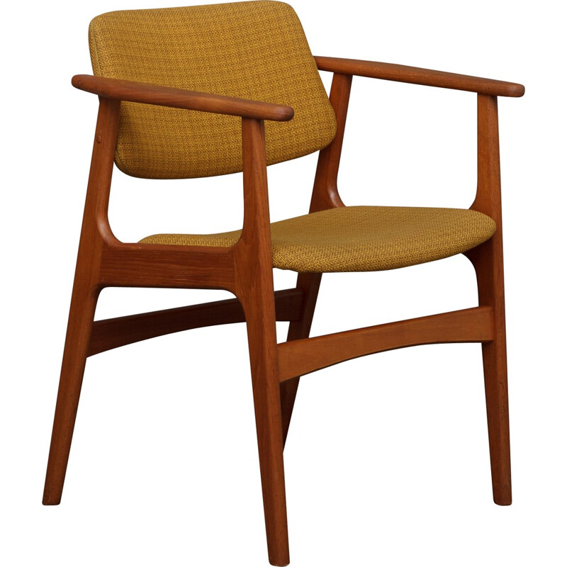 Danish Martin A. Betzer armchair in teak and mustard wool fabric - 1960s