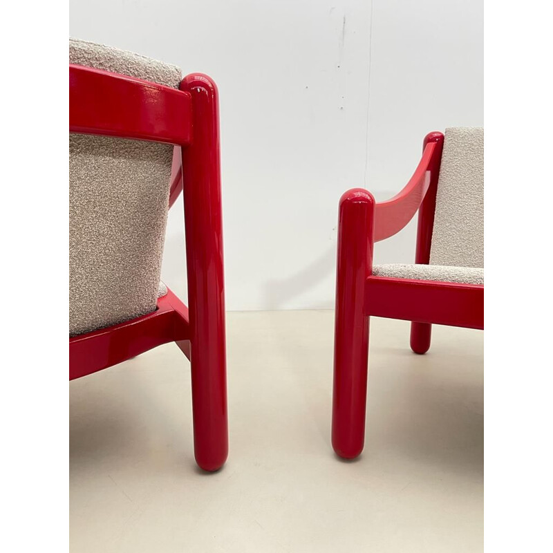 Paar vintage gelakte houten fauteuils model Carimate van Vico Magistretti, Italië 1960