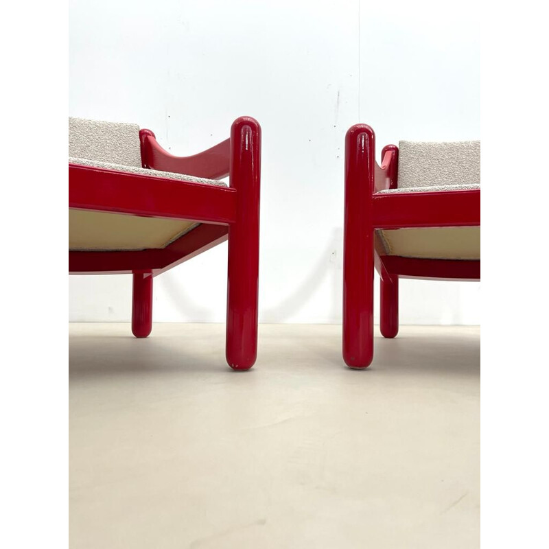 Pair of mid-century lacquered wood armchairs model Carimate by Vico Magistretti, Italy 1960s