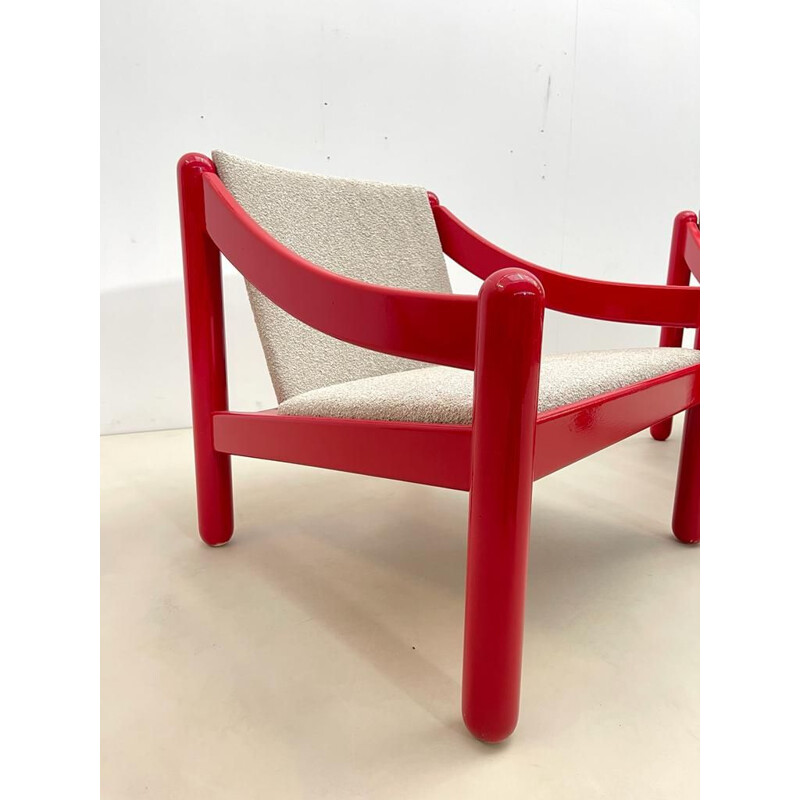 Paar vintage gelakte houten fauteuils model Carimate van Vico Magistretti, Italië 1960