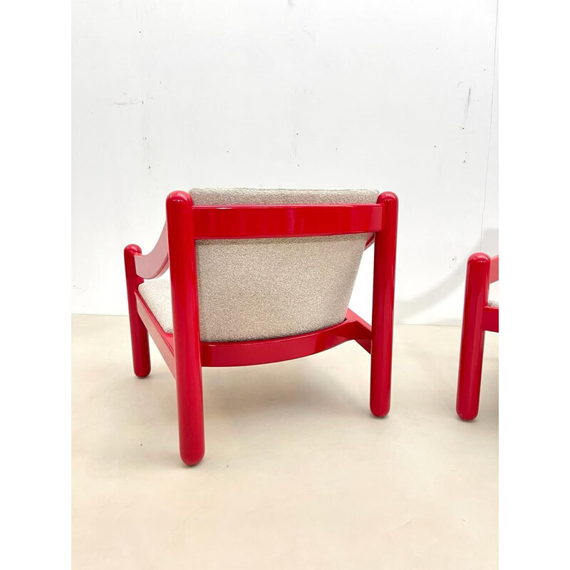 Paar vintage gelakte houten fauteuils model Carimate van Vico Magistretti, Italië 1960