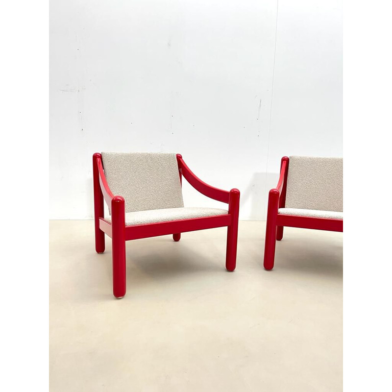 Pair of mid-century lacquered wood armchairs model Carimate by Vico Magistretti, Italy 1960s