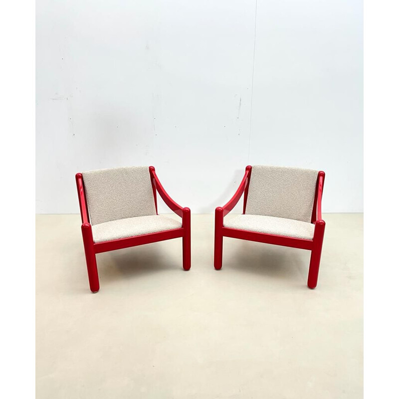 Pair of mid-century lacquered wood armchairs model Carimate by Vico Magistretti, Italy 1960s