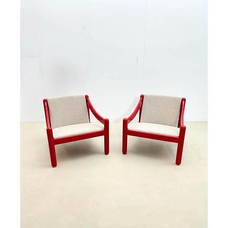 Pareja de sillones vintage de madera lacada modelo Carimate de Vico Magistretti, Italia 1960