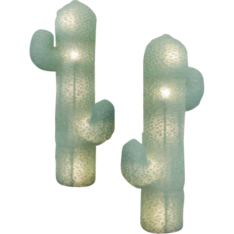 Paire de lampadaires "Cactus" en verre Murano vert - 1970