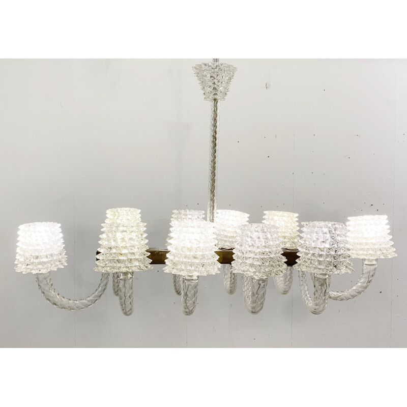 Vintage Rostrato glass chandelier by Ercole Barovier, Italy 1940s