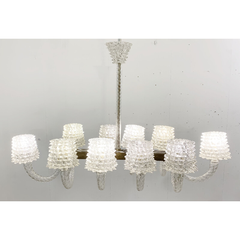 Vintage Rostrato glass chandelier by Ercole Barovier, Italy 1940s