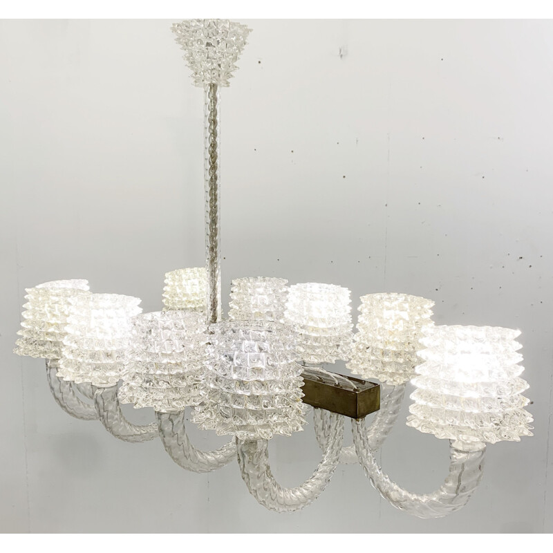 Vintage Rostrato glass chandelier by Ercole Barovier, Italy 1940s