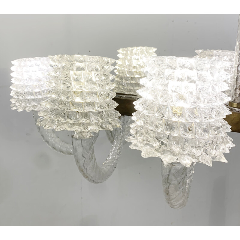 Vintage Rostrato glass chandelier by Ercole Barovier, Italy 1940s