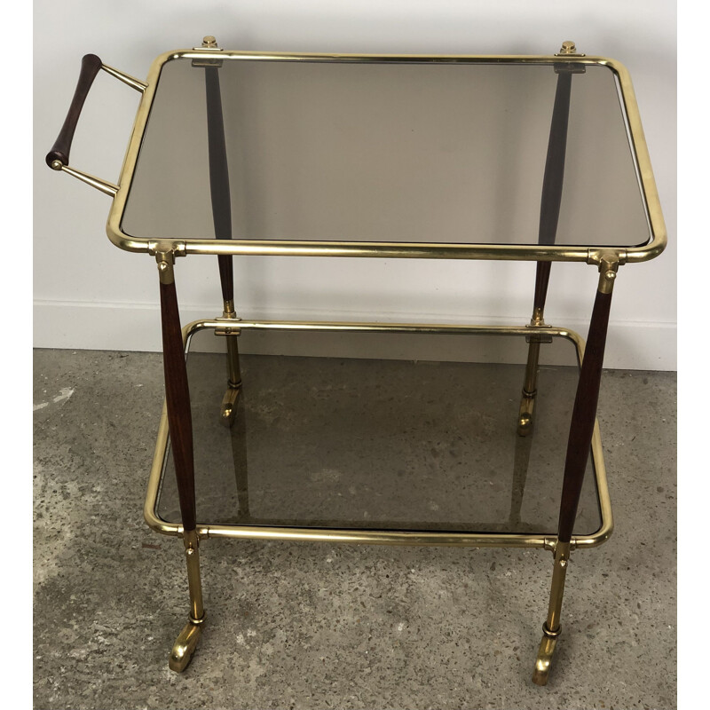 Vintage mahogany and brass cart by Cesare Lacca for ArreDolucce, Italy 1950
