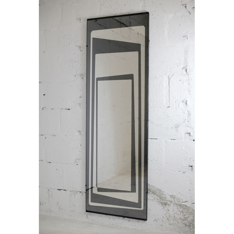 Vintage mirror with silver highlights by Jacques Hitier for Marly Frères, France 1960