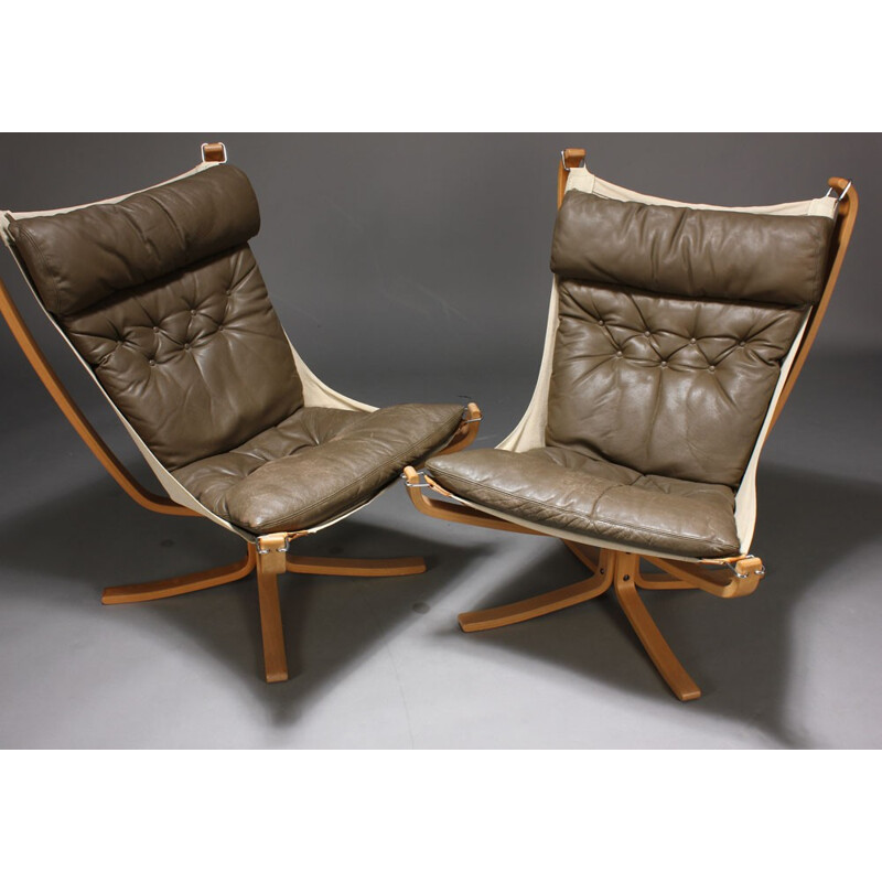 Pair of armchairs "Falcon" in leather, Sigurd RESSELL - 1970s