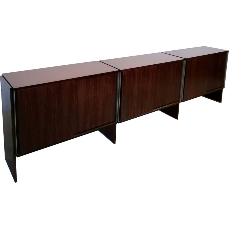 Italian vintage sideboard in rosewood and aluminum by Mim Concept, 1970s