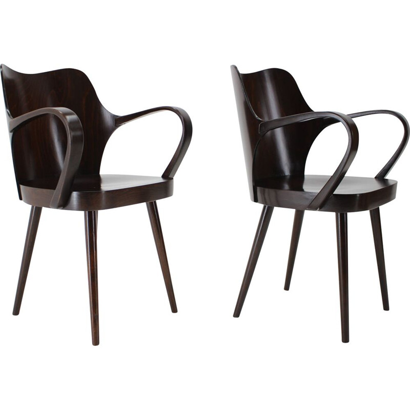 Pair of vintage armchairs by Oswald Haerdtl for Ton, Czechoslovakia 1950