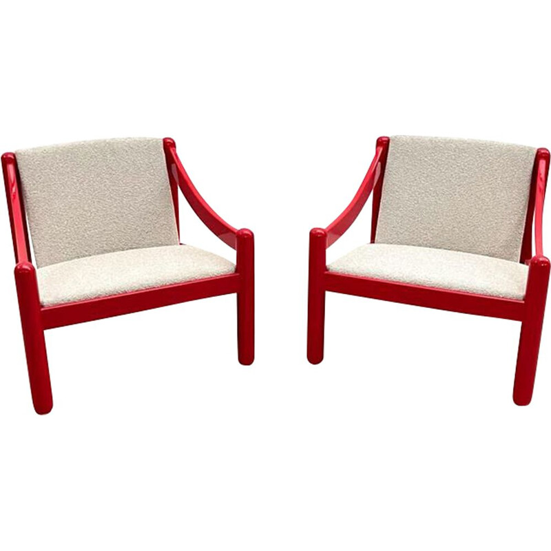 Pair of mid-century lacquered wood armchairs model Carimate by Vico Magistretti, Italy 1960s