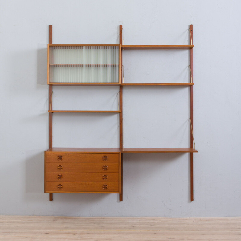 Scandinavian vintage modular teak shelving system, 1960s