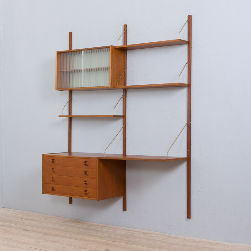 Scandinavian vintage modular teak shelving system, 1960s