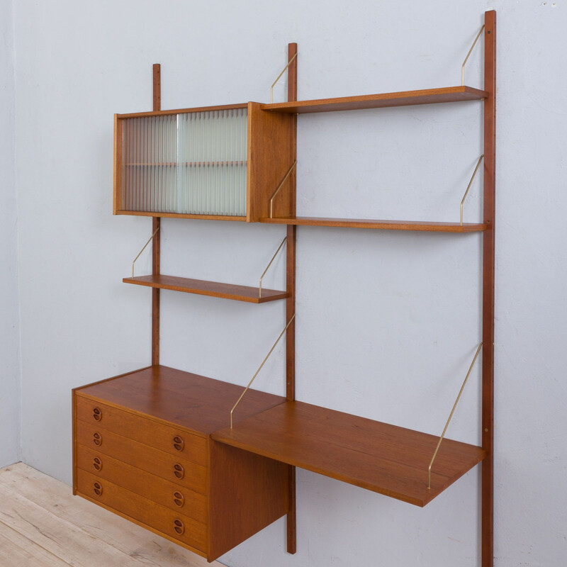 Scandinavian vintage modular teak shelving system, 1960s