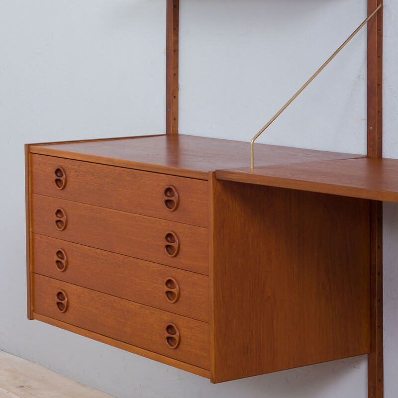 Scandinavian vintage modular teak shelving system, 1960s