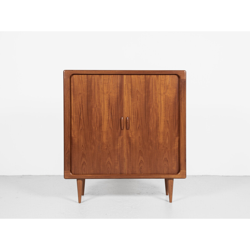 Vintage teak cabinet with tambour doors by Dyrlund, Denmark 1960