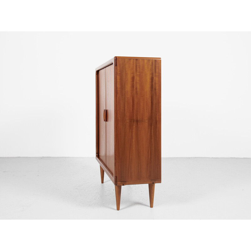 Vintage teak cabinet with tambour doors by Dyrlund, Denmark 1960