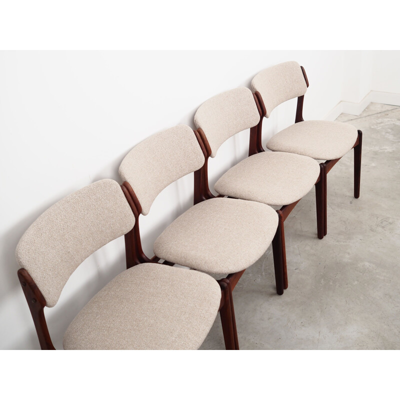 Set of 4 vintage Danish rosewood chairs by Erik Buch for Oddense Maskinsnedkeri, 1970s