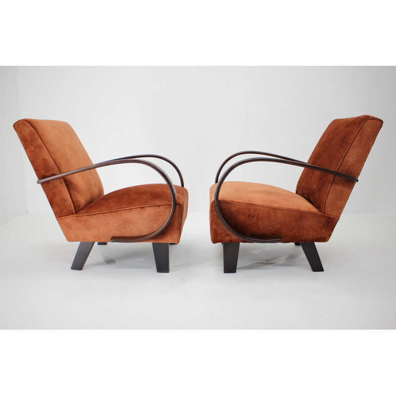 Pair of vintage armchairs by Jindrich Halabala, Czechoslovakia 1950s