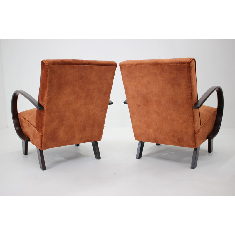 Pair of vintage armchairs by Jindrich Halabala, Czechoslovakia 1950s