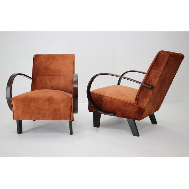 Pair of vintage armchairs by Jindrich Halabala, Czechoslovakia 1950s