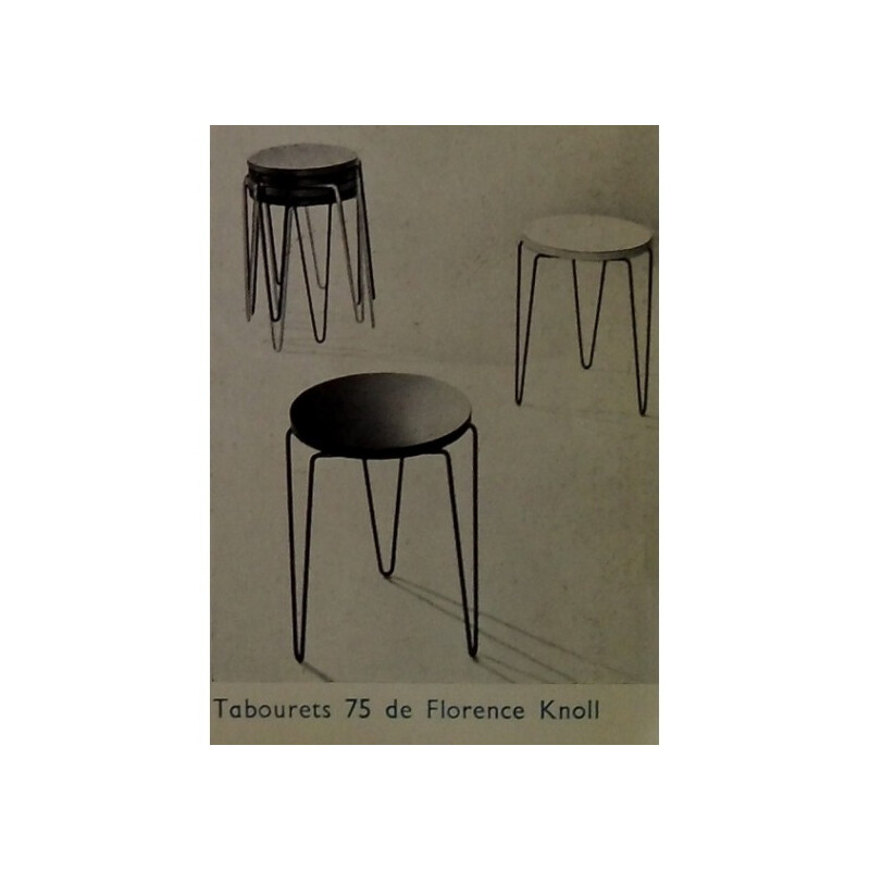 Knoll stool Model 75 wood and metal stool, Florence KNOLL - 1960s