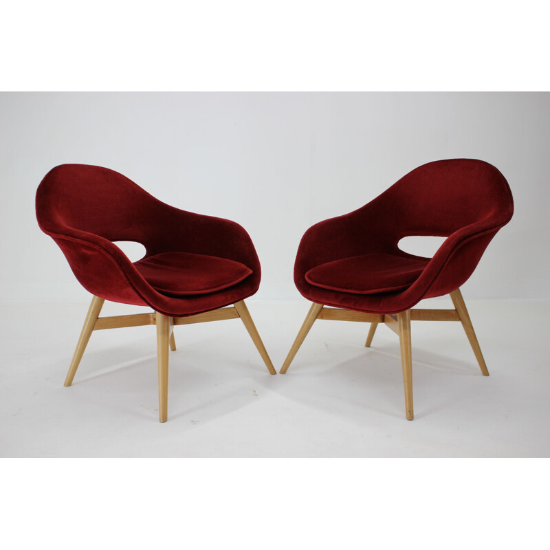 Pair of vintage armchairs "Shell" by Miroslav Navratil, Czechoslovakia 1960