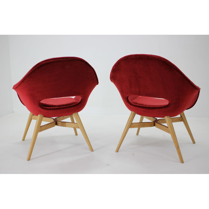 Pair of vintage armchairs "Shell" by Miroslav Navratil, Czechoslovakia 1960